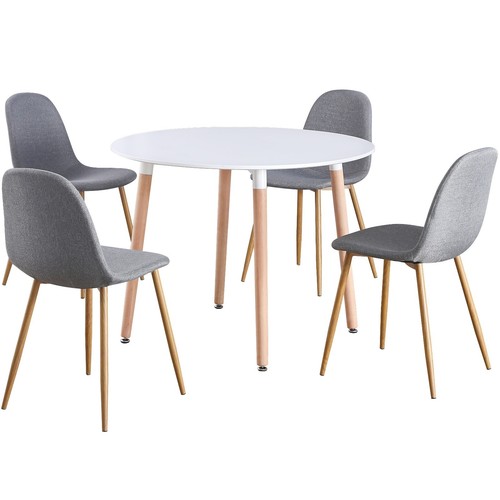Round dining table chair set - table, &