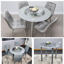 Modern Grey Glass Round Dining