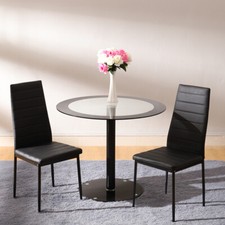 Black Glass Round Table and
