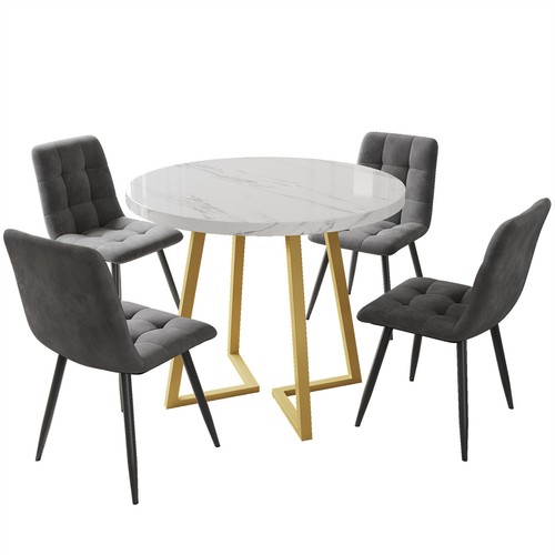 Round dining table and chairs - and,
